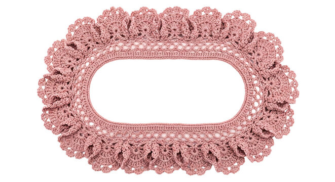 Oval crochet lace doily frame for decoration and design.