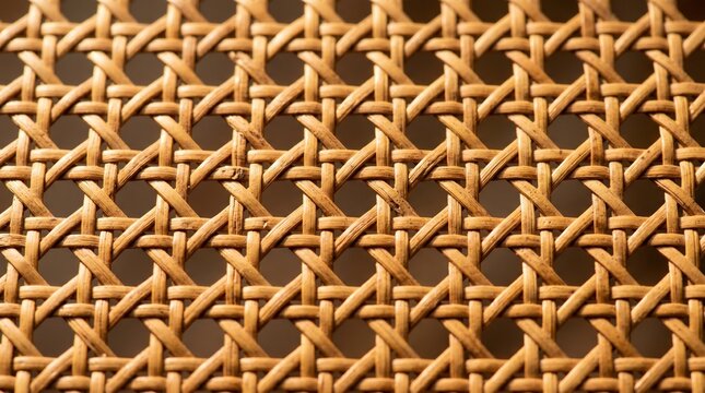 Intricate Cane Weave Pattern: A close-up view reveals the precise architecture of a classic woven cane pattern. The design showcases the elegant interplay of natural materials. 