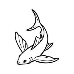 Logotipo con dibujo minimalista con líneas de un pez volador con el cuerpo curvado  © teracreonte