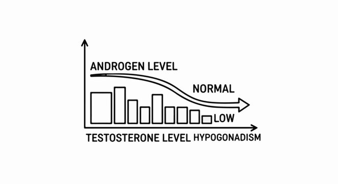 Bar graph showing decreasing androgen levels relative to testosterone levels in hypogonadism