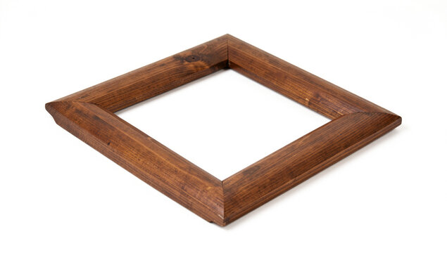 A simple wooden picture frame sits on a clean white background, ready for your image to be displayed