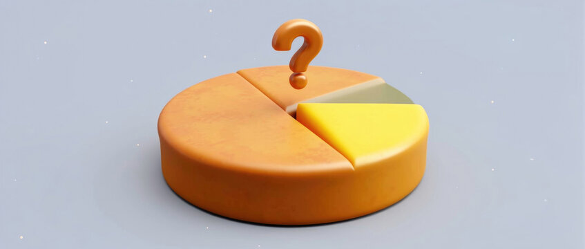 A slice of cake with a question mark written in icing on top