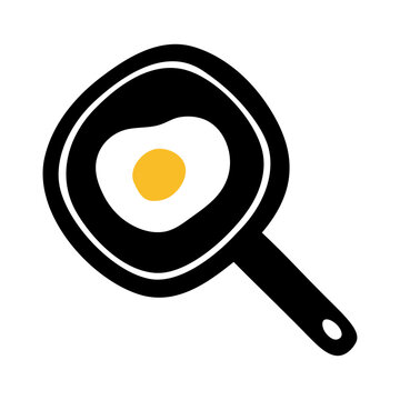 Logotipo con silueta de huevo frito en sart&eacute;n 