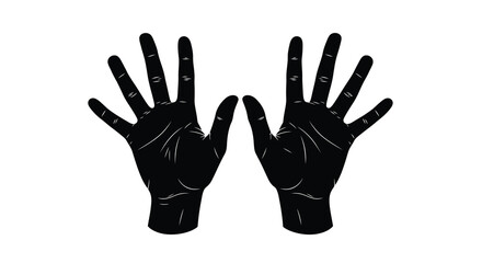Fototapeta premium Two hands silhouette with open palms black and white graphic illustration on a transparent background high quality professional detailed modern elegant
