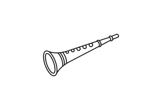 Vector kazoo illustration, musical instrument, black and white line art, simple icon