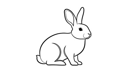 Obraz premium Cute Rabbit Drawing - Outline Illustration of a Bunny
