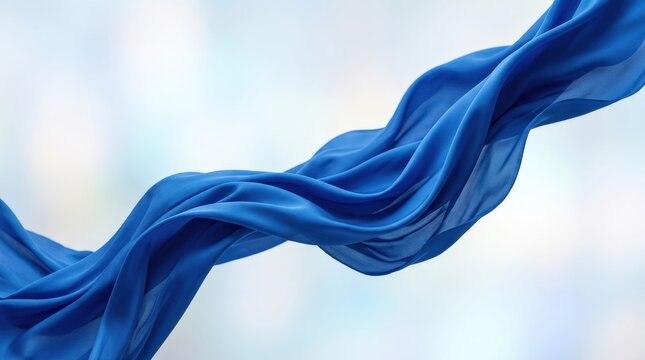 Floating blue fabric in a clean abstract composition, elegant motion background for fashion, beauty and premium branding themes, smooth folds and airy movement creating graceful visual depth and
