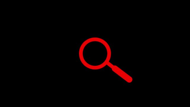 Magnifying glass icon animation. Digital search hologram icon animation. Representing digital search and discovery functions.