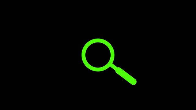 Magnifying glass icon animation. Digital search hologram icon animation. Representing digital search and discovery functions.