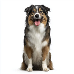 Fototapeta premium Australian shepherd dog sitting smiling studio portrait