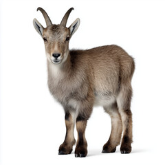 Fototapeta premium Young goat standing isolated white background portrait