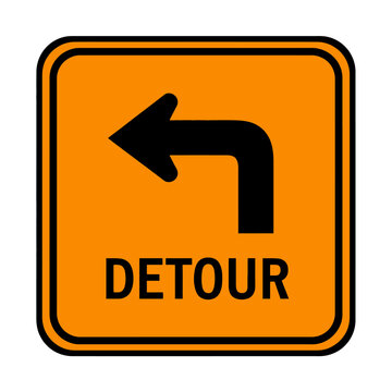Detour Ahead: A vivid detour sign, a symbol of redirection and temporary adjustments, alerts drivers to an upcoming change in route. 