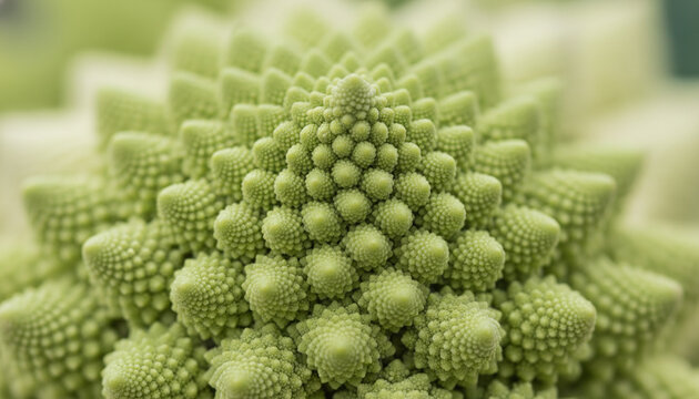 Extreme macro of Romanesco broccoli with natural fractal geometry pattern