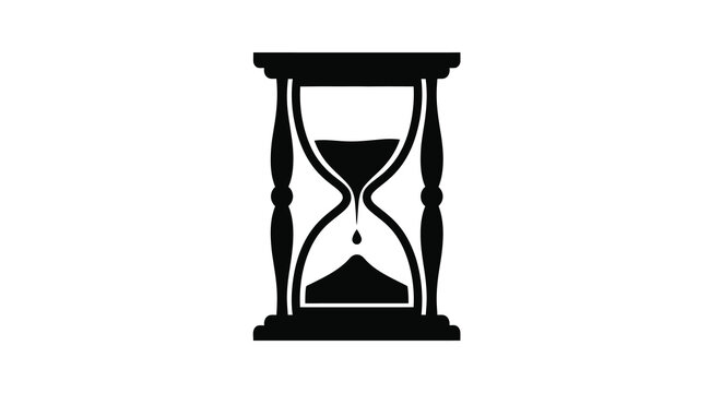 Hourglass silhouette on a white background a classic timekeeping device in black and white high quality professional detailed modern elegant stylish