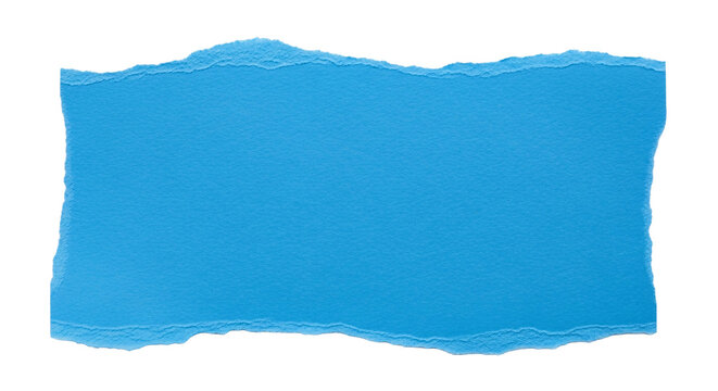 Torn blue paper with white ripped edges isolated.