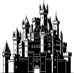 Obraz premium Castle line art silhouette vector illustration