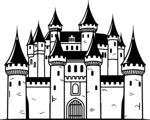 Fototapeta premium Castle line art silhouette vector illustration