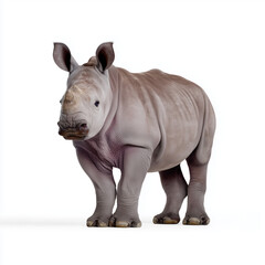 Fototapeta premium Baby rhinoceros standing isolated on white background