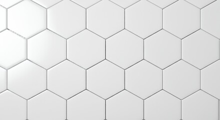 Fototapeta premium Ultra realistic commercial shot polished white ceramic hexagonal tiles perfectly aligned bright.
