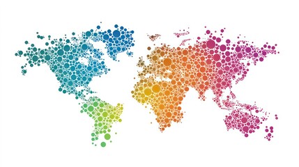 Fototapeta premium Colorful world map made of circles.