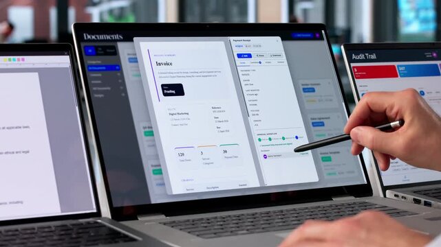 Mature Businessman Reviews Document Management System