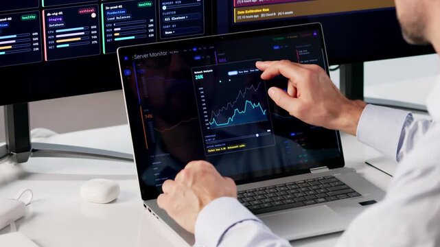 IT Engineer Carefully Monitors Network Performance Using Multiple Tools