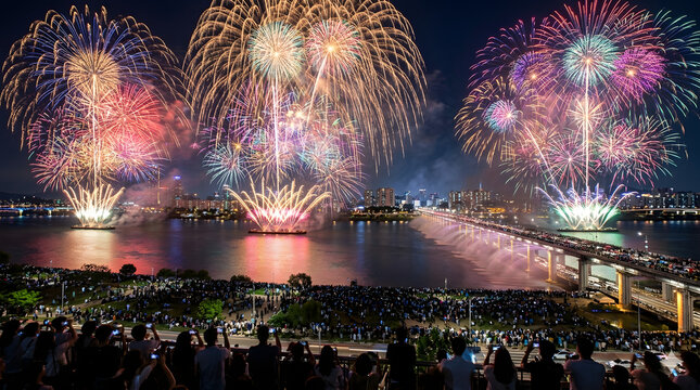 fireworks over the city