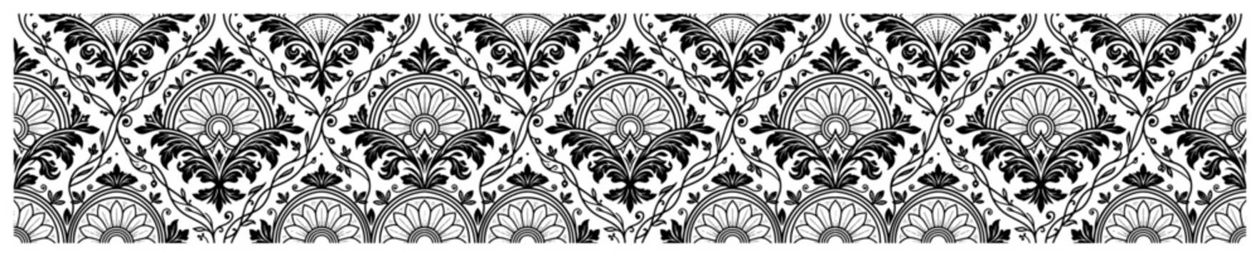 Elaborate ornamental motif pattern featuring palmettes and scrollwork in classic vintage style