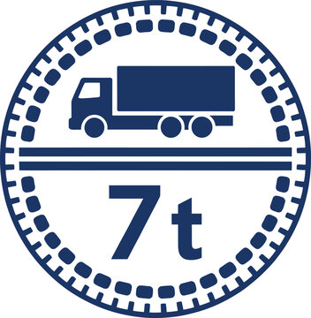 Truck weight limit sign: 7 tonnes maximum load capacity symbol
