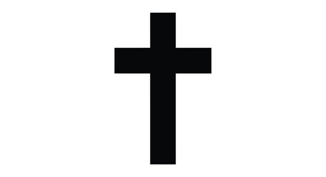 Black christian cross silhouette on a white background simple religious symbol isolated vector graphic high quality professional detailed modern elegant stylish
