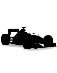 Fototapeta premium A black silhouette of a race car on a white background