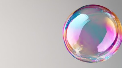 Naklejka premium A close-up of a vibrant, iridescent soap bubble, showcasing its mesmerizing beauty and delicate form