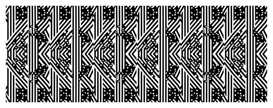 Diagonal stripe pattern with geometric square modules and high contrast texture
