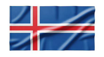 Fototapeta premium Waving flag of iceland isolated on transparent background