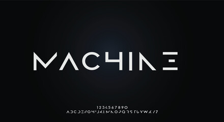 Machine, an Abstract technology science alphabet font. digital space typography vector illustration design © Abdullah 