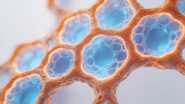 Cellular structure with blue nuclei