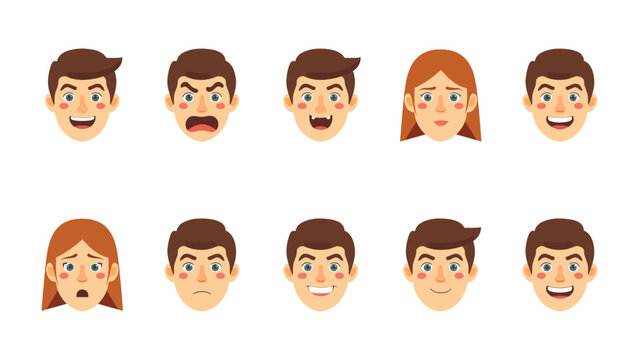 Emotions Display: A vibrant collection of faces showcasing a range of human emotions, including happiness, sadness, anger, and surprise.