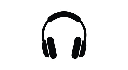 Fototapeta premium Headphones silhouette on a white background a minimalist black graphic of over ear audio equipment high quality professional detailed modern elegant