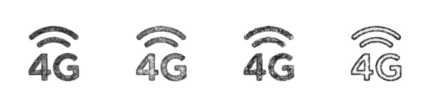 Sketch 4g network icon design set