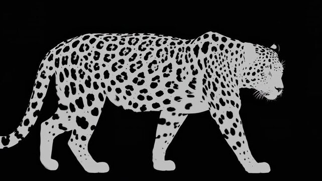Monochrome leopard profile against black background