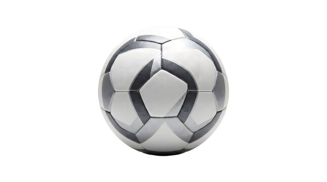 Modern soccer ball with blue and grey curved design elements