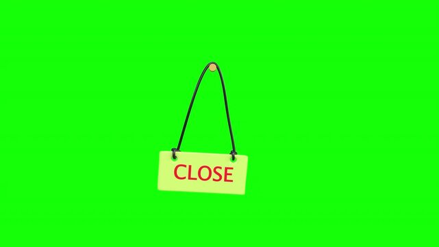 CLOSE sign hanging indicating shutdown or non-operational status for businesses or locations with alpha channel.