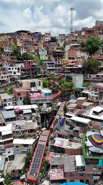 Drone View of Medell&iacute;n Colombia &ndash; Comuna 13, Cable Cars and Escobar Era Legacy