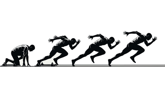 Runner's Evolution: From Start to Finish Line Silhouette