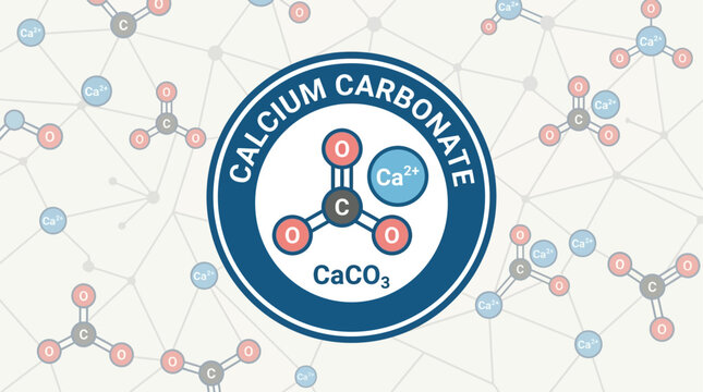 Calcium Carbonate CaCO3 Molecule Structure Chemistry Symbol Vector Illustration