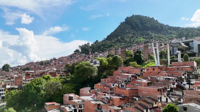 Drone View of Medell&iacute;n Colombia &ndash; Comuna 13, Cable Cars and Escobar Era Legacy