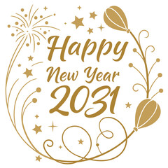 Fototapeta premium Happy new year 2031 golden calligraphy with festive decorations high quality