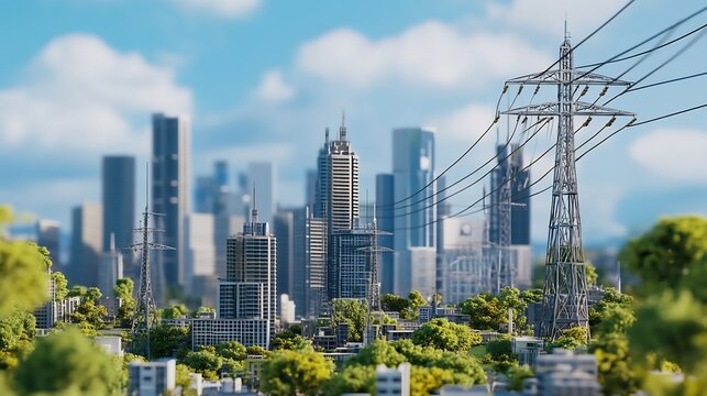 Smart Grid Energy Efficient Cityscape Created Using Ai Powered Design Software White Background