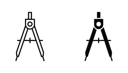 Technical drafting compass tool symbol for engineering and geometry depicted in minimalist vector line art style © TajuStock