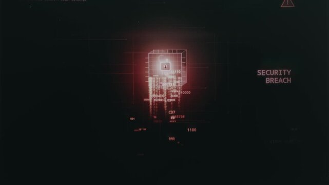 Stylized 3D cube with data escaping, representing a digital data leak and security breach